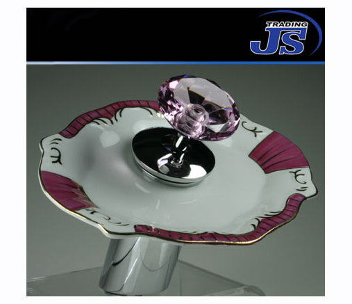 Porzellan-Muschel rot Wasserfall Einhebelmischer Waschbecken Armatur