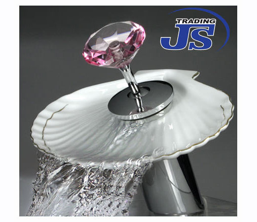 Porzellan-Muschel weiß Wasserfall Einhebelmischer Bad Armatur