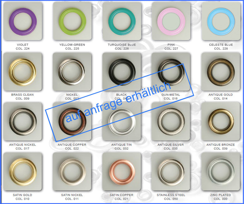 100x Gardinen-Ösen Ø40mm aus Messing für Vorhänge oder andere Textilien