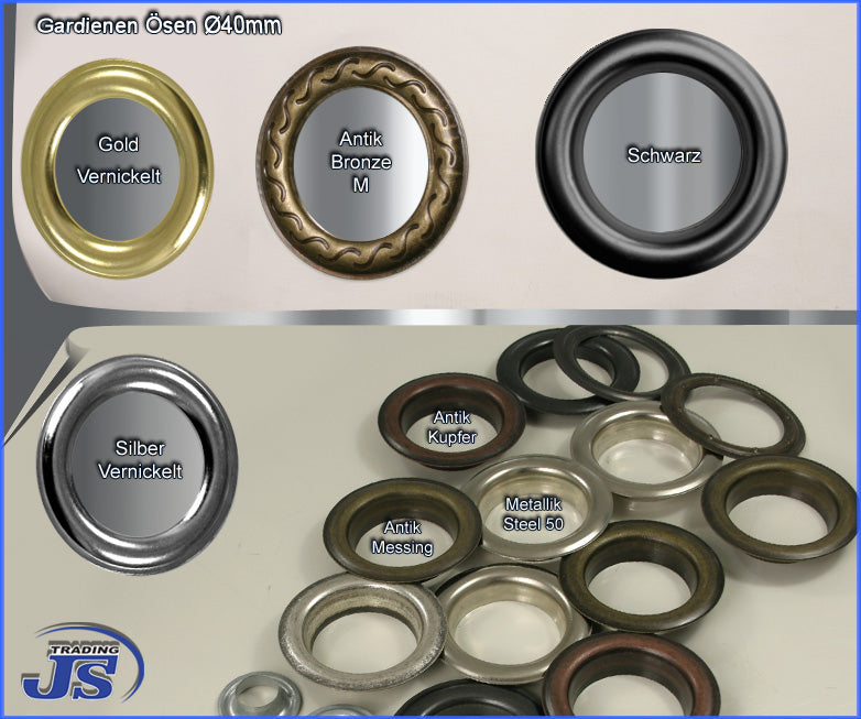 100x Gardinen-Ösen Ø40mm aus Messing für Vorhänge oder andere Textilien