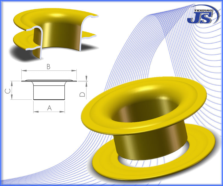 100x Messing Ösen SP Ø8mm in Silber, Gold vernickelt oder Schwarz brüniert
