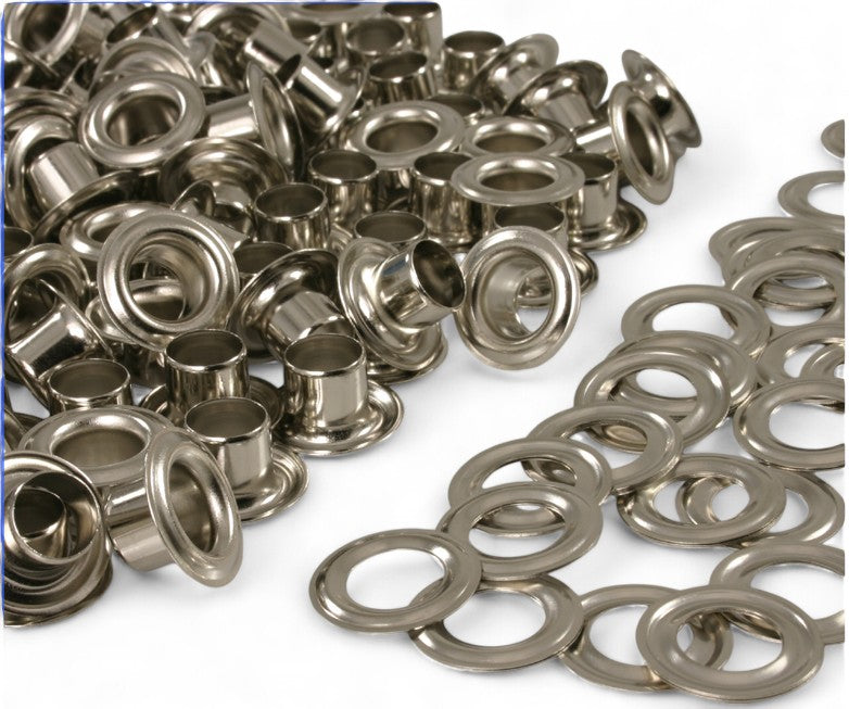 100x Stahl Metall Ösen Ø10mm in Gold oder Silber vernickelt, rostfrei