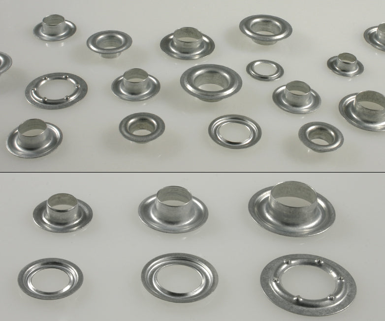 100x Stahl Ösen Alu-Verzinkt nach DIN7332 genormt, 10,12,16mm