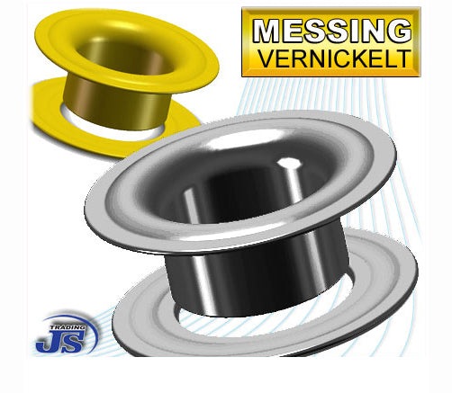 100x Messing Ösen Ø12mm in Gold oder Silber, rostfrei