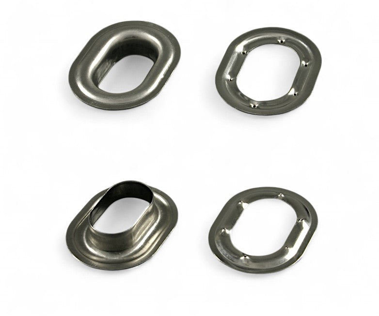 100x Oval Langloch Ösen 17x11 Messing Silber vernickelt Nicht rostend