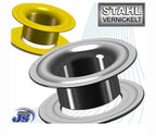 100x Stahl Metall Ösen Ø12mm in Gold oder Silber, rostfrei, vernickelt