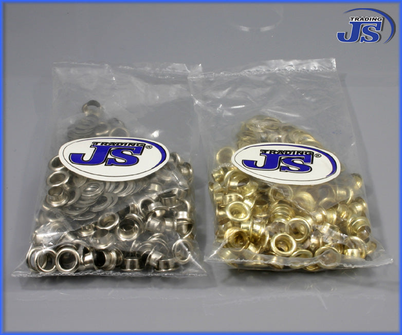 100x Messing Ösen SP Ø8mm in Silber, Gold vernickelt oder Schwarz brüniert