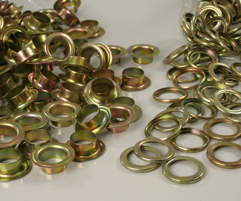 500x Ösen, Gold oder Silber D13mm inkl. Gegenscheiben