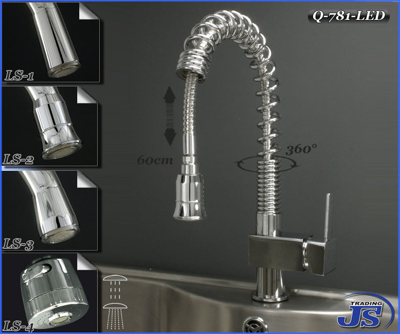 LED Küchen Design Spültisch Wasserhahn Armatur mit Brause Wahl set