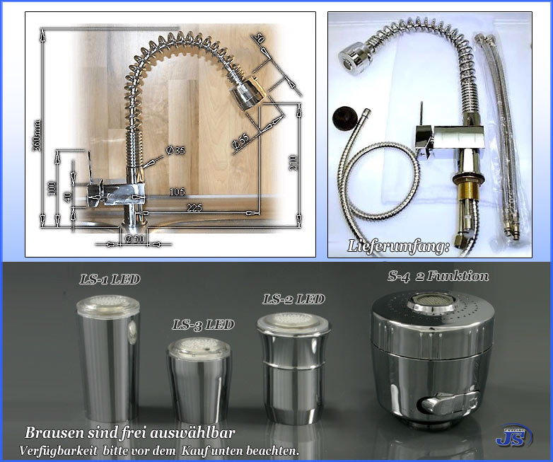 Niederdruck Küchen Design Spültisch Wasserhahn Armatur mit Brause Wahl