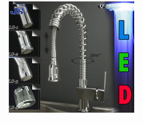 LED Küchen Design Spültisch Wasserhahn Armatur mit Brause Wahl set