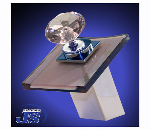 Design Wasserfall Armatur einhebelmischer Glas+Messing