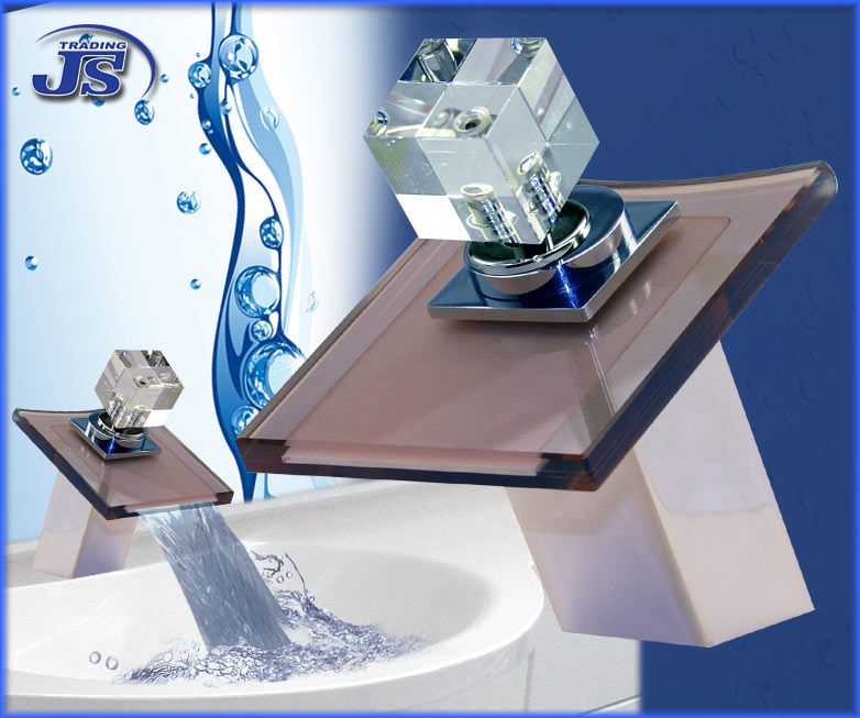 Design Wasserfall  Armatur einhebelmischer Glas+Messing