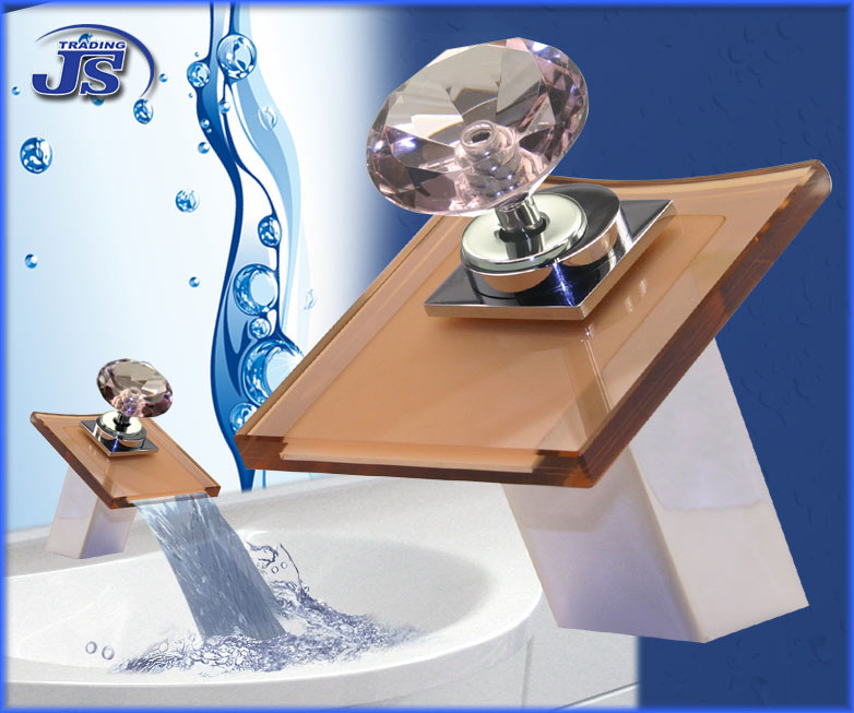 Design Wasserfall  Armatur einhebelmischer Glas+Messing
