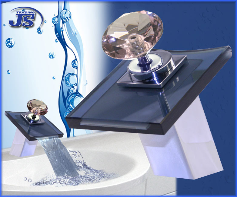 Design Wasserfall  Armatur einhebelmischer Glas+Messing
