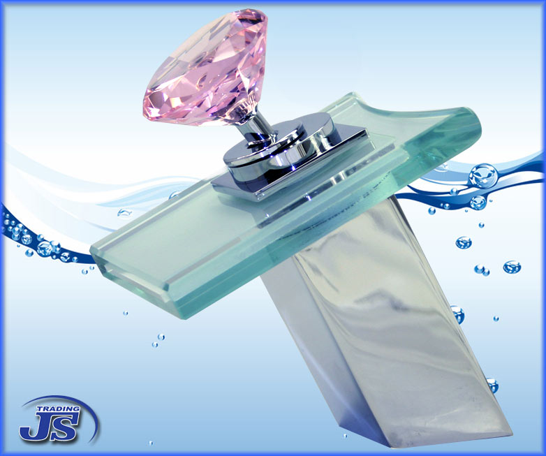 Design Wasserfall  Armatur einhebelmischer Glas+Messing