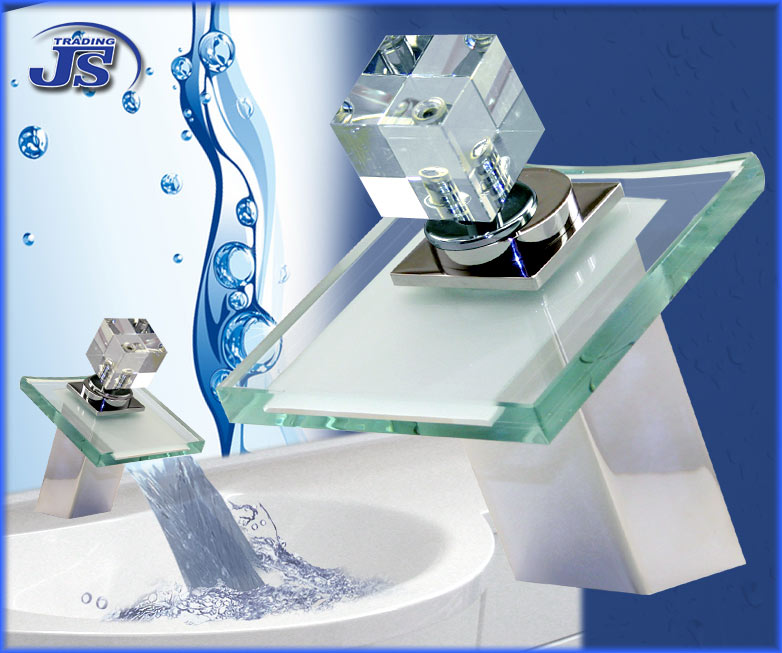 Design Wasserfall  Armatur einhebelmischer Glas+Messing