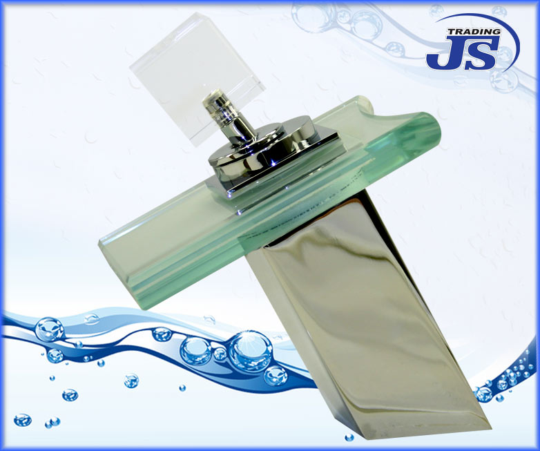 Wasserfall Design Armatur einhebelmischer Glas+Messing