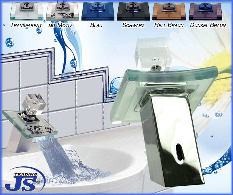 Design Wasserfall  Armatur einhebelmischer Glas+Messing