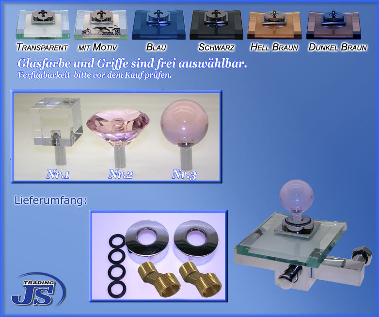 BADARMATUR Wasserfall DUSCH WANNENARMATUR Glaß-Messing