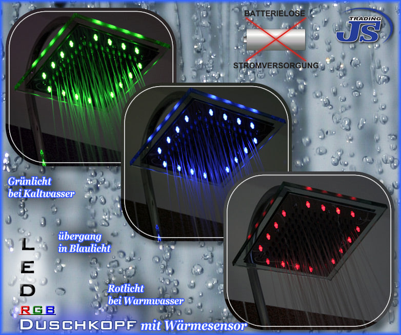 rd-3 RGB LED Regenkopfbrause Duschkopf mit Wärmesensor