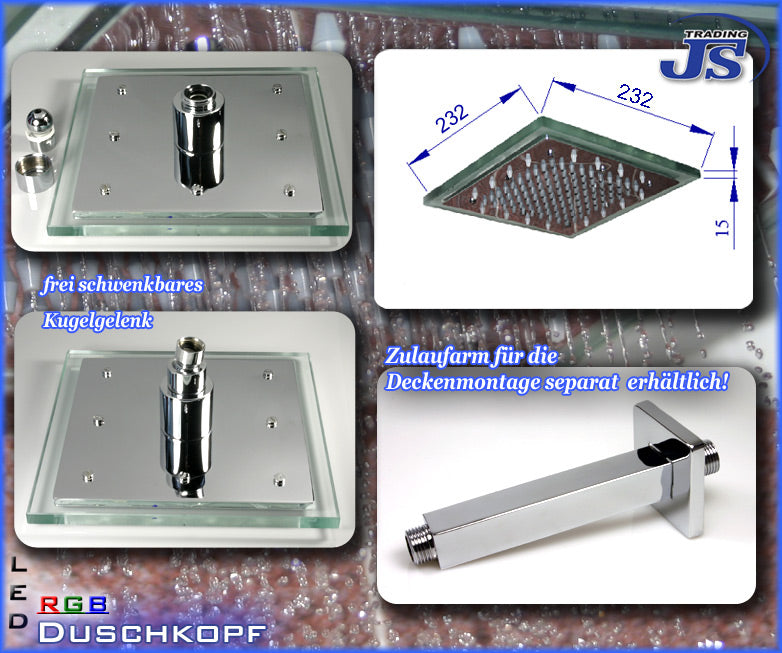 rd-3 RGB LED Regenkopfbrause Duschkopf mit Wärmesensor