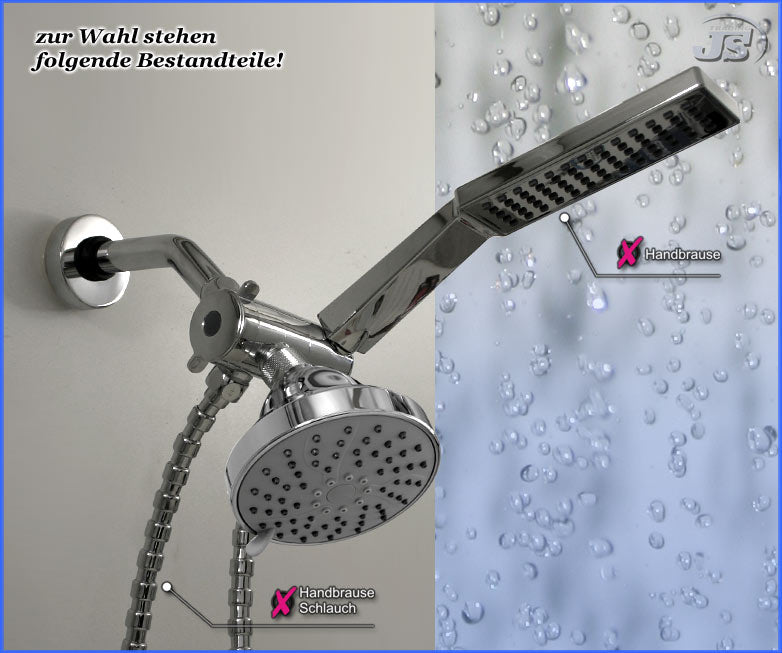 BRAUSEARM DUSCHKOPF REGENBRAUSE mit Umschalter Brauseschlauh Brausehalter
