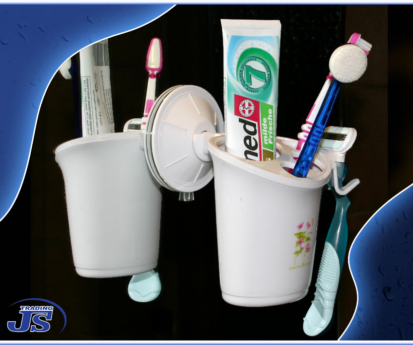 Zahnpaste Rasierklinge ZAHNBÜRSTENHALTER mit Saugteller