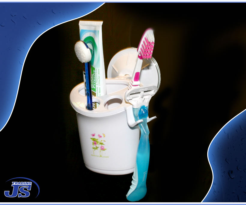 Zahnpaste Rasierklinge ZAHNBÜRSTENHALTER mit Saugteller