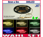 SMD-LED Strip 5m x 8mm mit 300 LED SMD3825 Selbstklebend in verschiedenen Farben