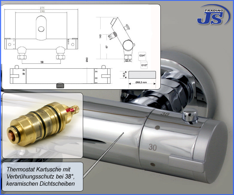TH-13 Thermostat Dusch und Badewannenarmatur Brausethermostat Armatur