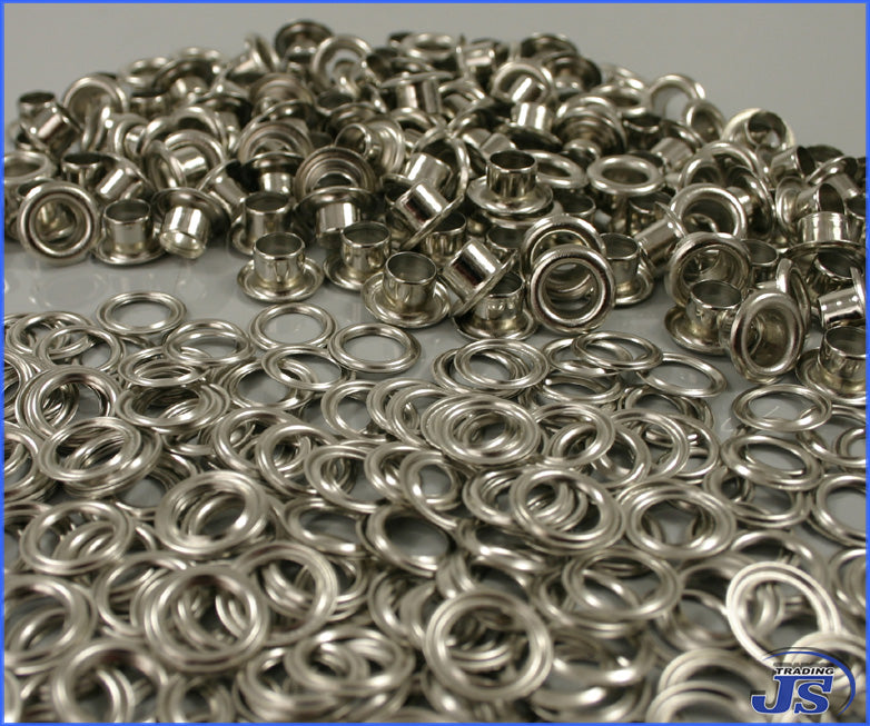 100x Messing Langschaft-Ösen Ø7mm mit langem Schaft in Silber, rostfrei