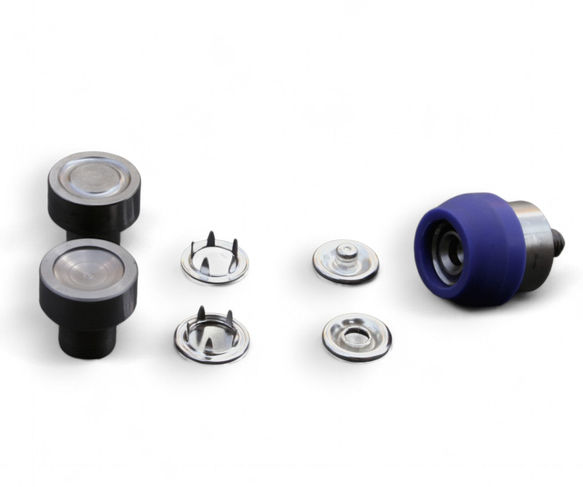 100set Jersey Druckknöpfe 8,5mm 4xTeilig mit Kappe Messing Silber