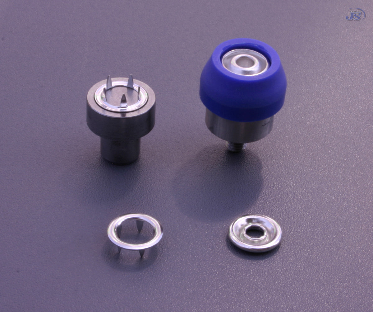 100set Jersey Druckknöpfe 8,5mm 4xTeilig mit Zackenring Messing Silber