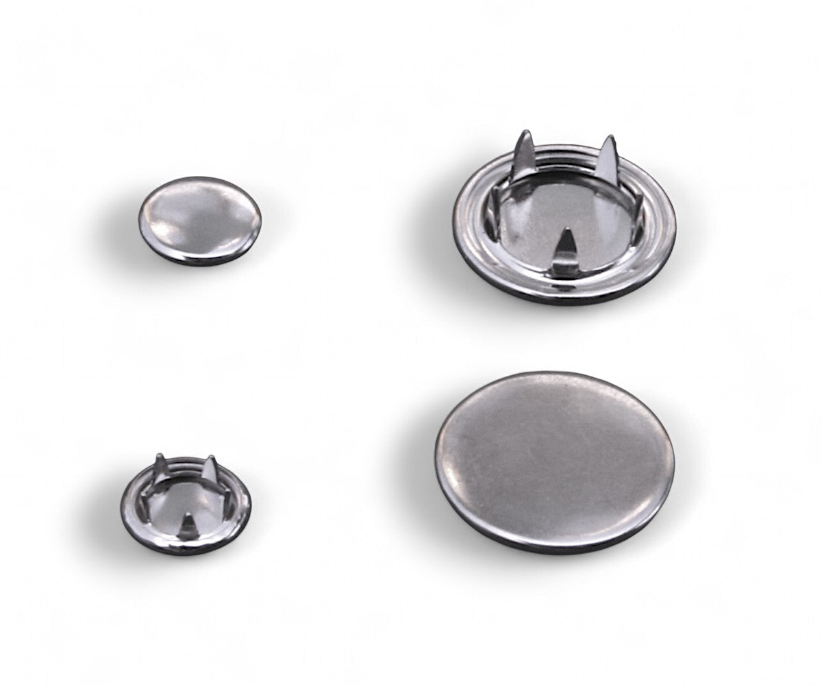 100set Jersey Druckknöpf Cap 7,5mm Kappe Messing Silber