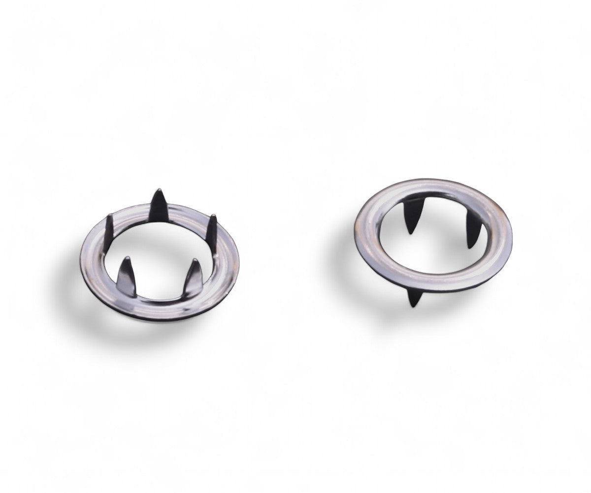 100set Jersey Druckknöpf   15mm Zacken Ring Kappe  Messing Silber