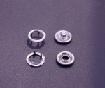 Preview: 100set Jersey Druckknöpfe 7,5mm 4xTeilig mit Ring Kappe Messing Silber