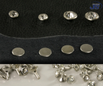 Preview: 100x Chaton Nieten in Kristall Optik - Ziernieten 7mm und 9mm aus Messing
