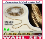 Preview: SMD-LED Strip 5m x 5mm mit 540 LED Selbstklebend Weiß oder Warmweiß