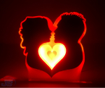 Preview: LED Acrylglas Leuchtschild Valentinstags Geschenk Herz Gravur Love