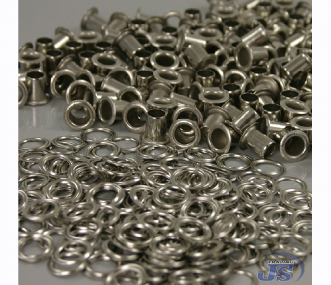 100x Stahl Metall Langschaft-Ösen Ø6,7mm mit langem Schaft in Silber