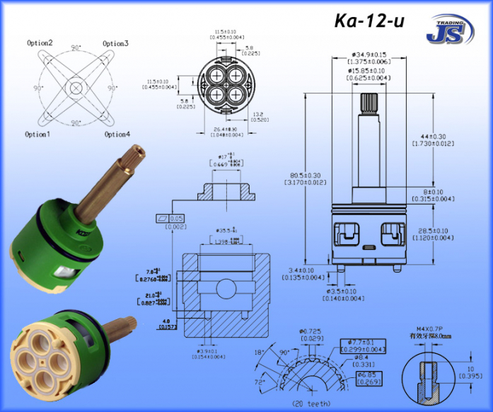 Diverter Kartusche Oberteile Umschaltventil Armatur Ersatzteil ka-9,12